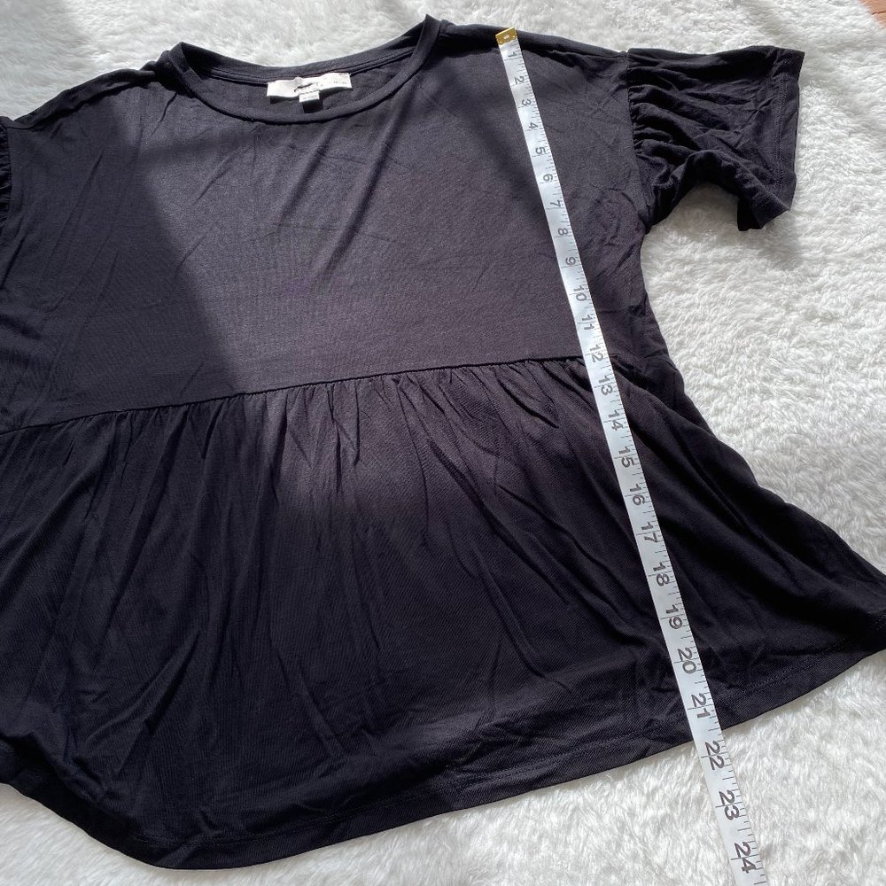 Loft NWOT Women's Short Sleeve T-Shirt, Ruffle Hem, Black, Petites Small - Picture 6 of 6